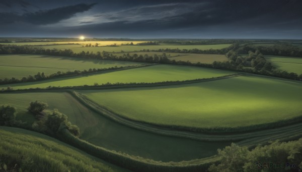 A glimpse of a landscape in a picturesque sunset outdoors