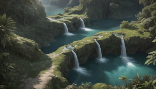 A breathtaking view of a waterfall in day