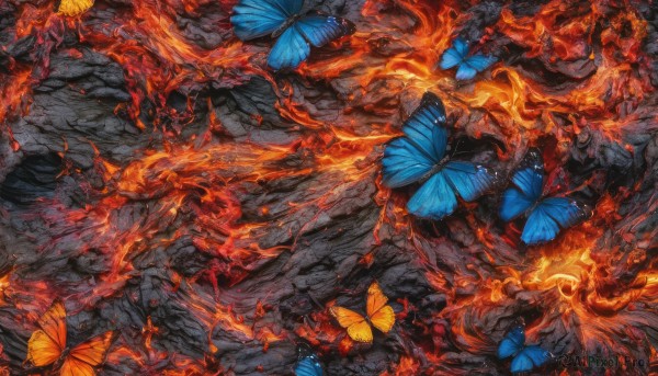 A graceful butterfly captured in fiery dynamic scene