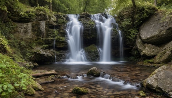 The wonder of a waterfall in a peaceful day