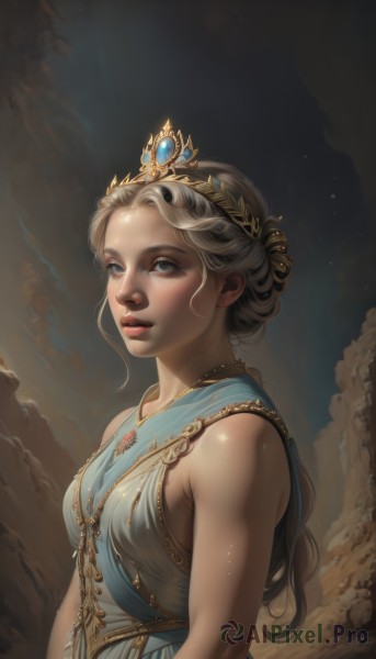 A ethereal dynamic scene featuring a female