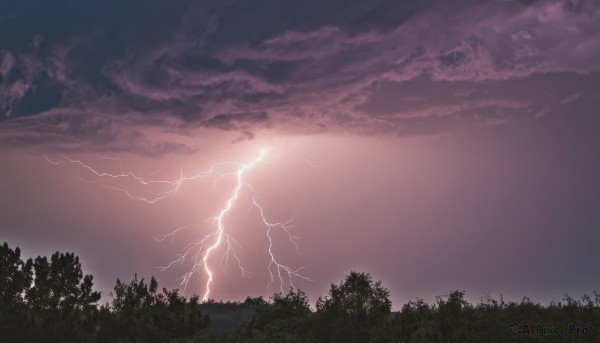 The serene presence of a lightning in a breathtaking sunset outdoors