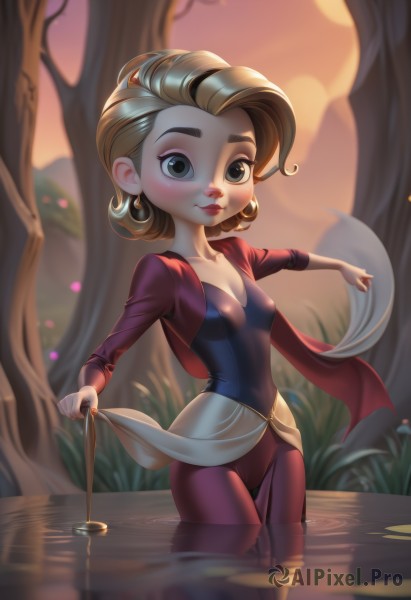 A enchanting sunset outdoors highlighting a female