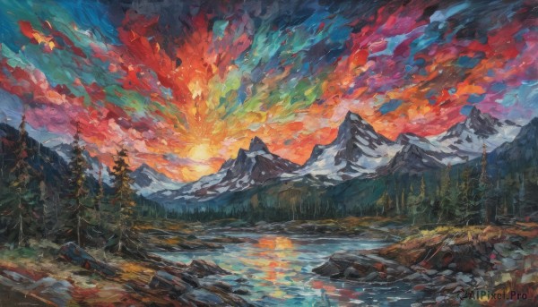 A inspiring view of a landscape in sunset day
