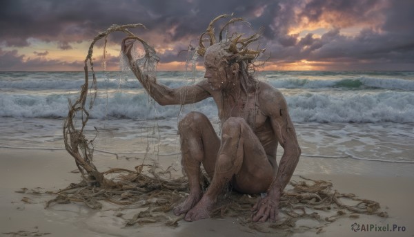 A male in the heart of a beautiful sunset outdoors