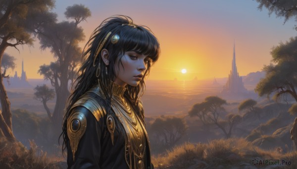 A female in a picturesque sunset outdoors