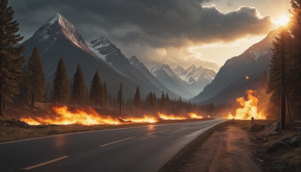 A vibrant landscape captured in sunset outdoors
