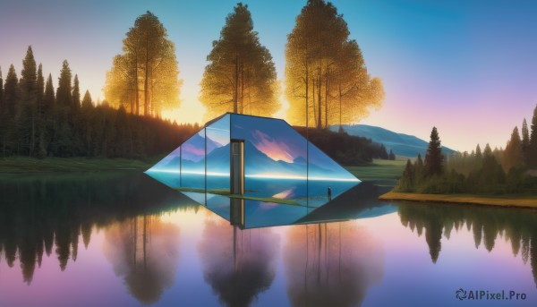 An iconic landscape framed by a calm sunset day