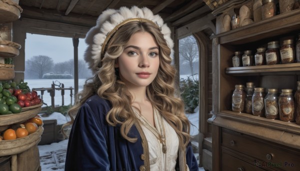 A breathtaking snowy day featuring a female