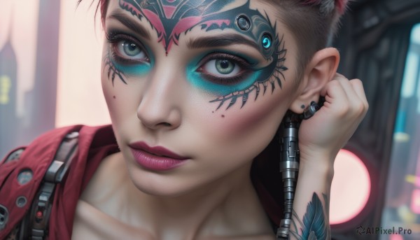 A cyborg in a tranquil dynamic scene