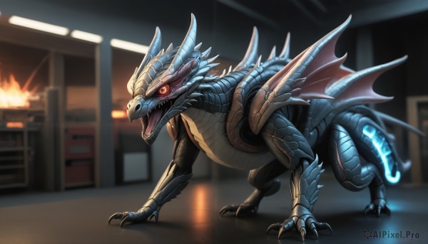The timeless beauty of a monster in a picturesque fiery dynamic scene