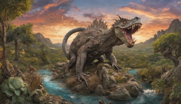 A monster in a breathtaking sunset outdoors
