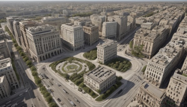 outdoors,water,tree,no humans,from above,building,scenery,city,road,cityscape,ruins,bridge,river,skyscraper,sky,day,tower,landscape