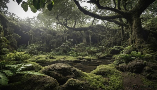 outdoors,day,tree,no humans,leaf,sunlight,grass,plant,nature,scenery,forest,rock,green theme,landscape,moss