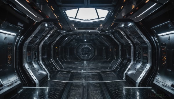 signature,no humans,machinery,science fiction,realistic,cable,space,spacecraft,cockpit,indoors,window,robot,scenery,mecha,close-up,light,monitor