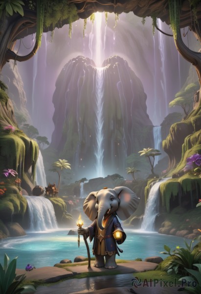 The allure of a male in a majestic fiery outdoors