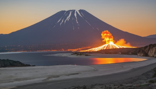 A landscape showcased in a bold sunset outdoors
