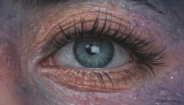 1girl,solo,looking at viewer,blue eyes,black hair,1boy,green eyes,male focus,eyelashes,moon,light particles,close-up,1other,reflection,ambiguous gender,eye focus,2boys,water