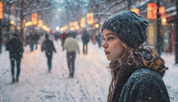 A female captured in a enchanting snowy outdoors