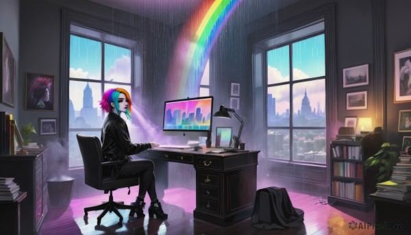 The charm of a female in a scenic rainy day