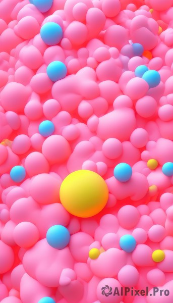 solo,food,no humans,from above,candy,balloon,too many,pink background,pink theme,colorful,odd one out