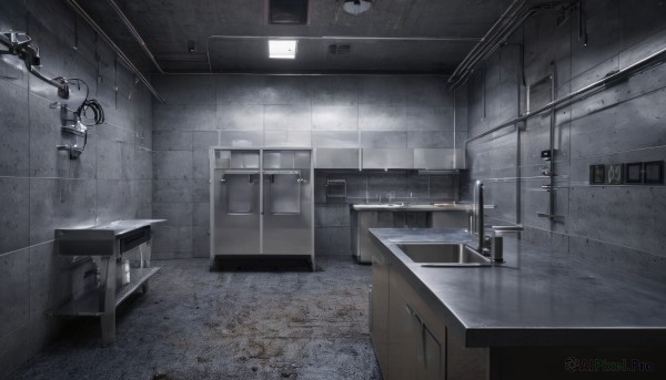 indoors,water,no humans,window,scenery,door,tiles,cable,tile floor,bathroom,bathtub,tile wall,toilet,sink,ceiling light,industrial pipe,faucet,air conditioner,chair,table,desk,clock,lamp,wall,kitchen,locker,ceiling,cabinet,electrical outlet