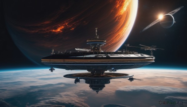 A tranquil fiery scenery showcasing a spacecraft