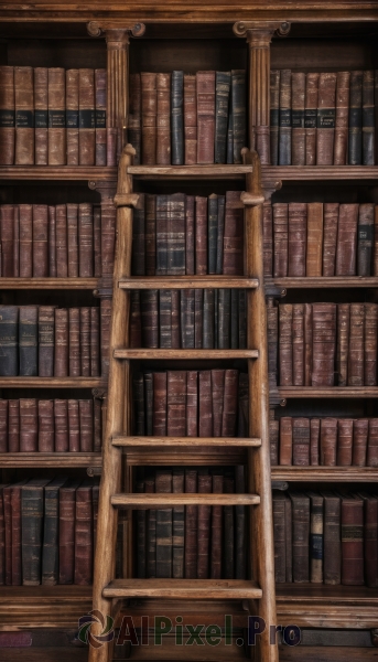 indoors,book,no humans,traditional media,scenery,stairs,bookshelf,book stack,library,ladder,voile,solo,railing