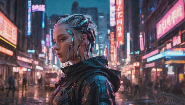 The timeless beauty of a female in a tranquil rainy outdoors