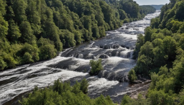 A dynamic view of a waterfall in day