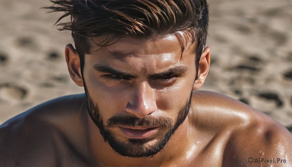 The serene presence of a male in a peaceful dynamic scene