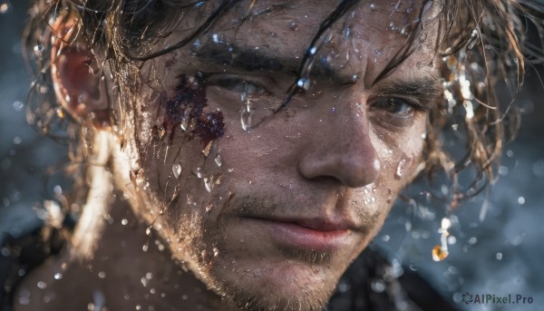 A male in the heart of a majestic dynamic scene