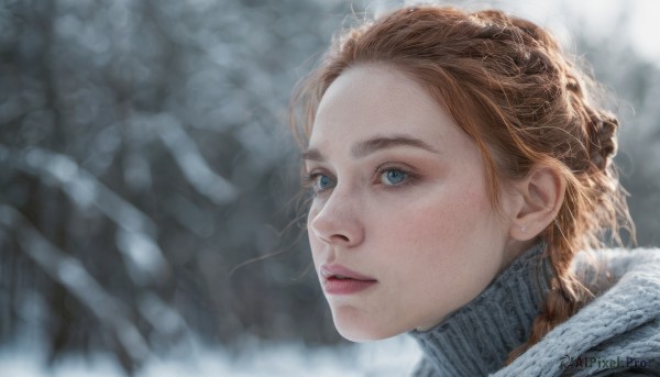 A female amidst a vivid snowy snow