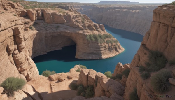 outdoors,sky,day,water,tree,no humans,ocean,nature,scenery,forest,rock,mountain,sand,ruins,river,waterfall,landscape,cliff,cave,blue sky