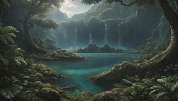 The timeless beauty of a waterfall in a picturesque day