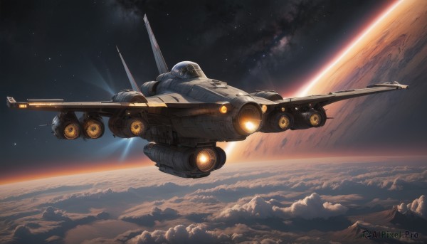 A peaceful image of a spacecraft in scenery