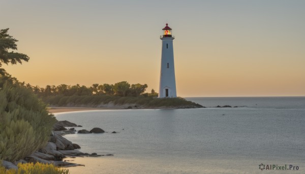 outdoors,sky,cloud,water,tree,no humans,grass,building,nature,scenery,forest,sunset,rock,road,bush,river,landscape,lake,ocean,beach,sand,horizon,clock,tower,shore,lighthouse