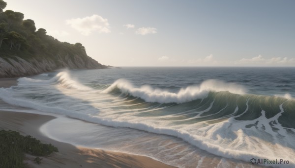 outdoors,sky,day,cloud,water,tree,no humans,ocean,beach,grass,nature,scenery,forest,mountain,sand,horizon,river,waves,landscape,shore