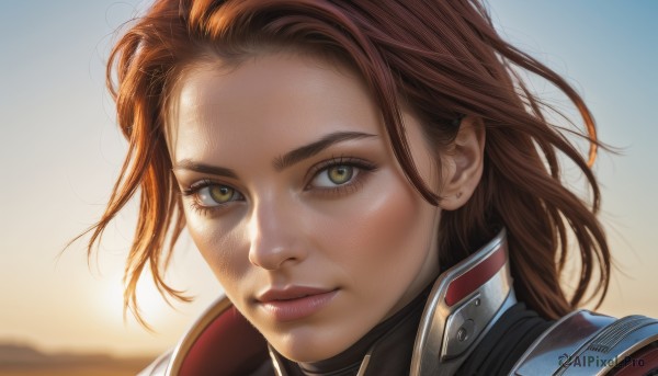 A female portrayed in a refreshing sunset outdoors