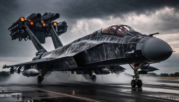 A vibrant spacecraft captured in rainy outdoors