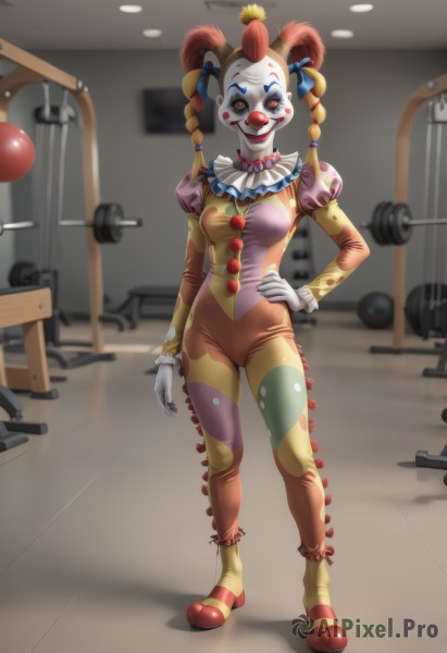 A refreshing image of a clown in dynamic scene