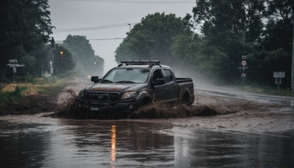 Rainy outdoors brought to life with a captivating motor vehicle