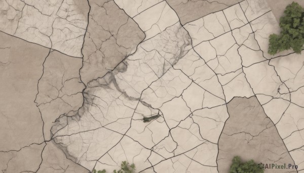 solo,outdoors,tree,no humans,from above,scenery,rock,wall,crack,cliff,sky,cloud,nature,road