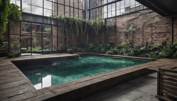 A stunning portrayal of a indoors in a lush rainy day