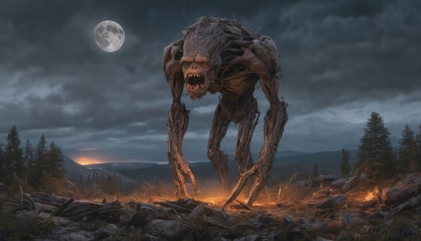 A charming fiery outdoors featuring a monster