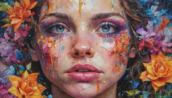 A female portrayed in a refreshing dynamic scene