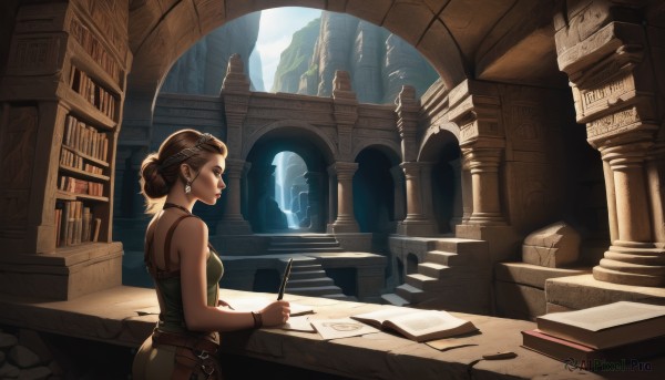 A female surrounded by a serene day