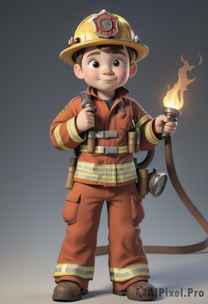 An iconic male framed by a calm fiery dynamic scene
