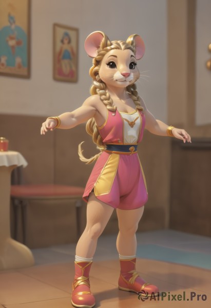 A female in a serene wooden floor