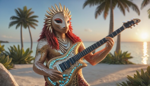A male in the heart of a peaceful sunset day
